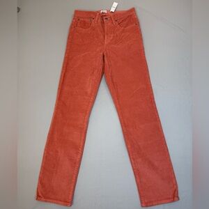 J Crew Womens Vintage Slim Straight Corduroy Pant Red Size 28T New with Tags